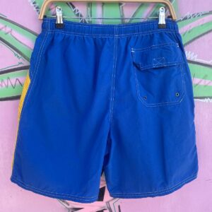 EXTREME LIMIT 1990S COLORBLOCK NYLON SWIM TRUNKS, MESH PANELS in BLUE, YELLOW