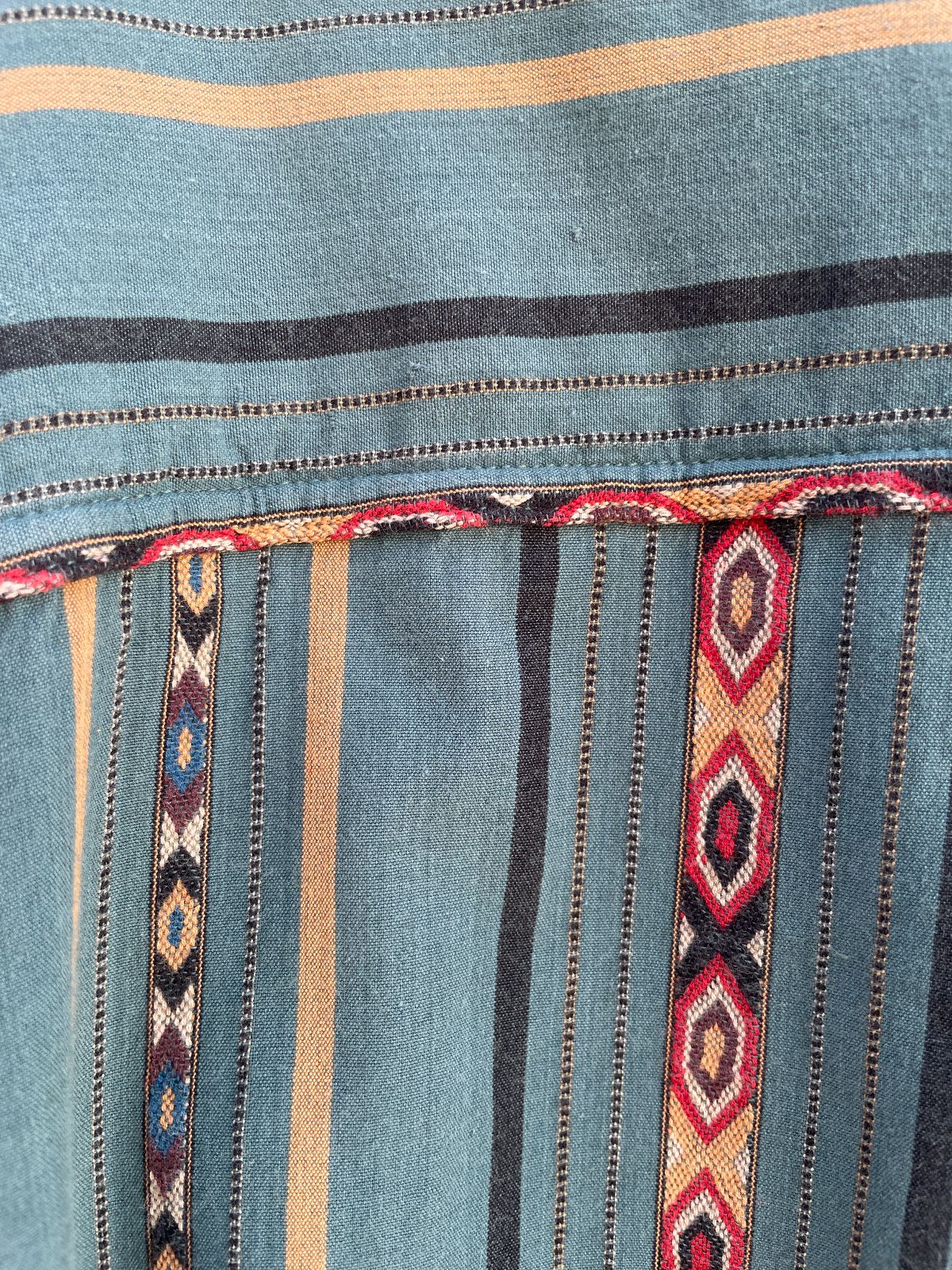 TERRITORY AHEAD 100% COTTON WOVEN SOUTHWESTERN DESIGN LONG SLEEVE BUTTON DOWN SHIRT in TEAL