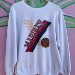 ARTEX *AS-IS* MARINES COTTON CREWNECK PULLOVER SWEATSHIRT in WHITE, RED, BLUE
