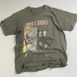 *AS-IS* RAD! PERFECTLY DISTRESSED, TATTERED & FADED GUNS & ROSES, METALLICA & FAITH NO MORE SINGLE STITCH T-SHIRT in BLACK
