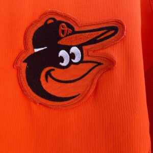 TEAMWORK ATHLETIC APPAREL BALTIMORE ORIOLES QUARTER ZIP PULLOVER SPORTS SHIRT JERSEY TOP in ORANGE, WHITE