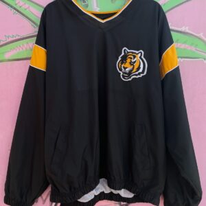 AUGUSTA PULLOVER NYLON WINDBREAKER, EMBROIDERED CINCINNATI BENGALS #13 in BLACK, YELLOW