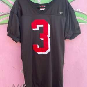 RAWLINGS CLASSIC BLACK MESH FOOTBALL PRACTICE JERSEY, #3 STITCHED NUMBERS in BLACK, RED