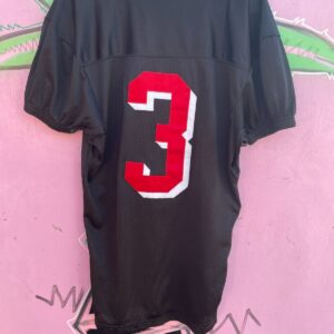 RAWLINGS CLASSIC BLACK MESH FOOTBALL PRACTICE JERSEY, #3 STITCHED NUMBERS in BLACK, RED