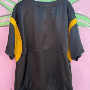 VICTORY CUSTOM ATHELETIC UNIQUE! SF SATIN PULLOVER JERSEY MESH PANELS CINCHED WAIST in BLACK, YELLOW