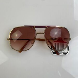 NOS NWT DEADSTOCK 1980S AVIATOR SUNGLASSES FLAT BROW OMBRE LENSE in MAROON, GOLD