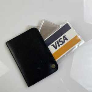 LEATHER SLIDE OUT CARD HOLDER in BLACK