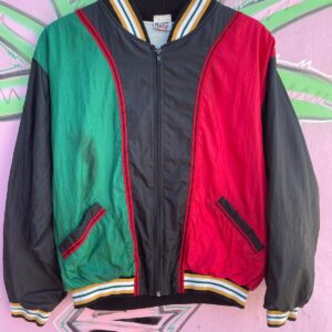 PRIORITY MAILE FUNKY 90S COLORBLOCK ZIPUP WINDBREAKER in BLACK, RED, GREEN