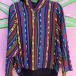1990S REVERSIBLE STRIPED WOVEN GUATEMALAN BAJA STYLE HALF BUTTON HOODED SWEATSHIRT