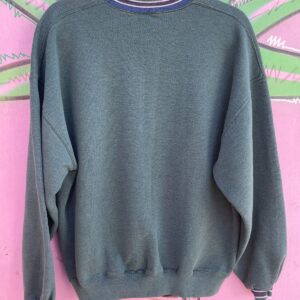 STRIPED COLLARD BLANK PULLOVER SWEATSHIRT in GREEN
