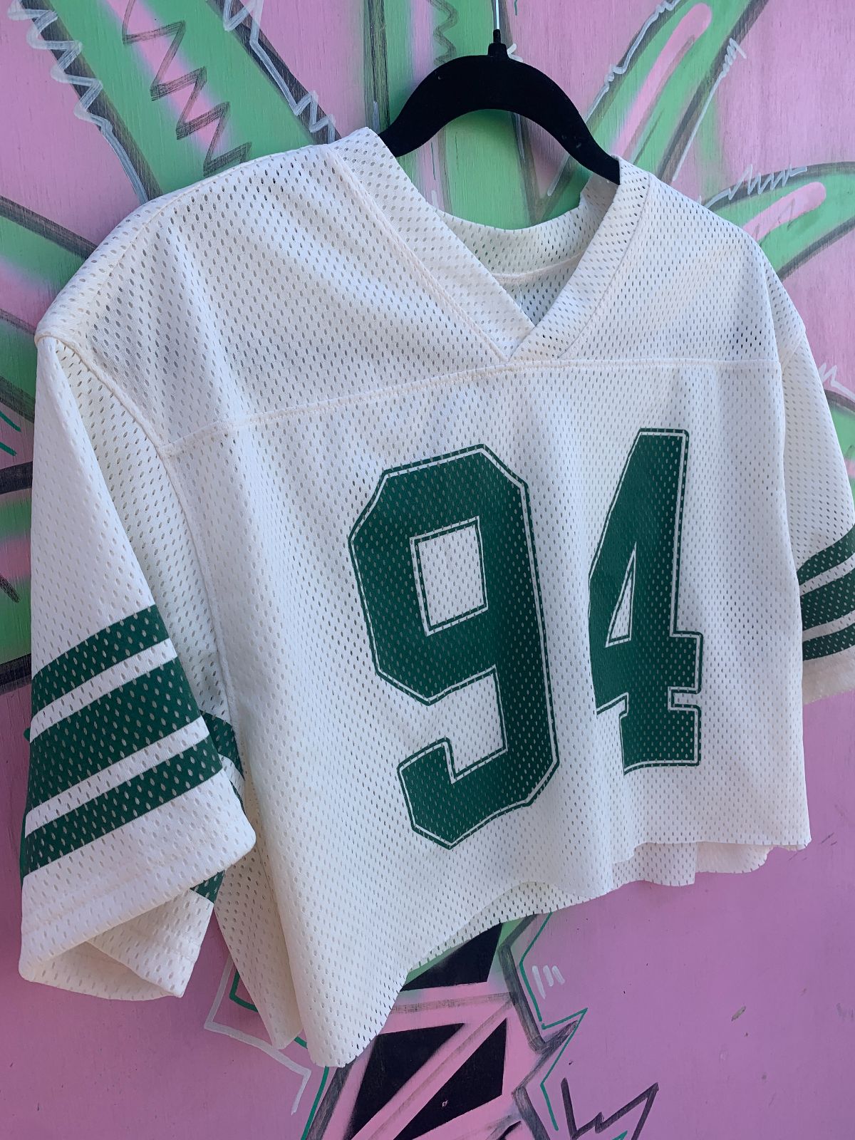 CUTE #94 CROPPED PRACTICE JERSEY in CREME, GREEN