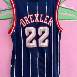 ADIDAS THRASHED NBA HOUSTON ROCKETS #22 DREXLER BASKETBALL JERSEY in BLUE