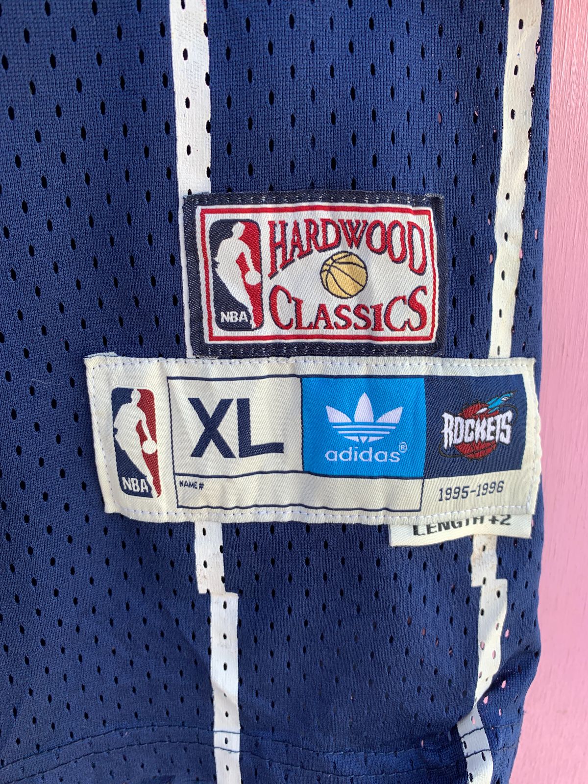 ADIDAS THRASHED NBA HOUSTON ROCKETS #22 DREXLER BASKETBALL JERSEY in BLUE