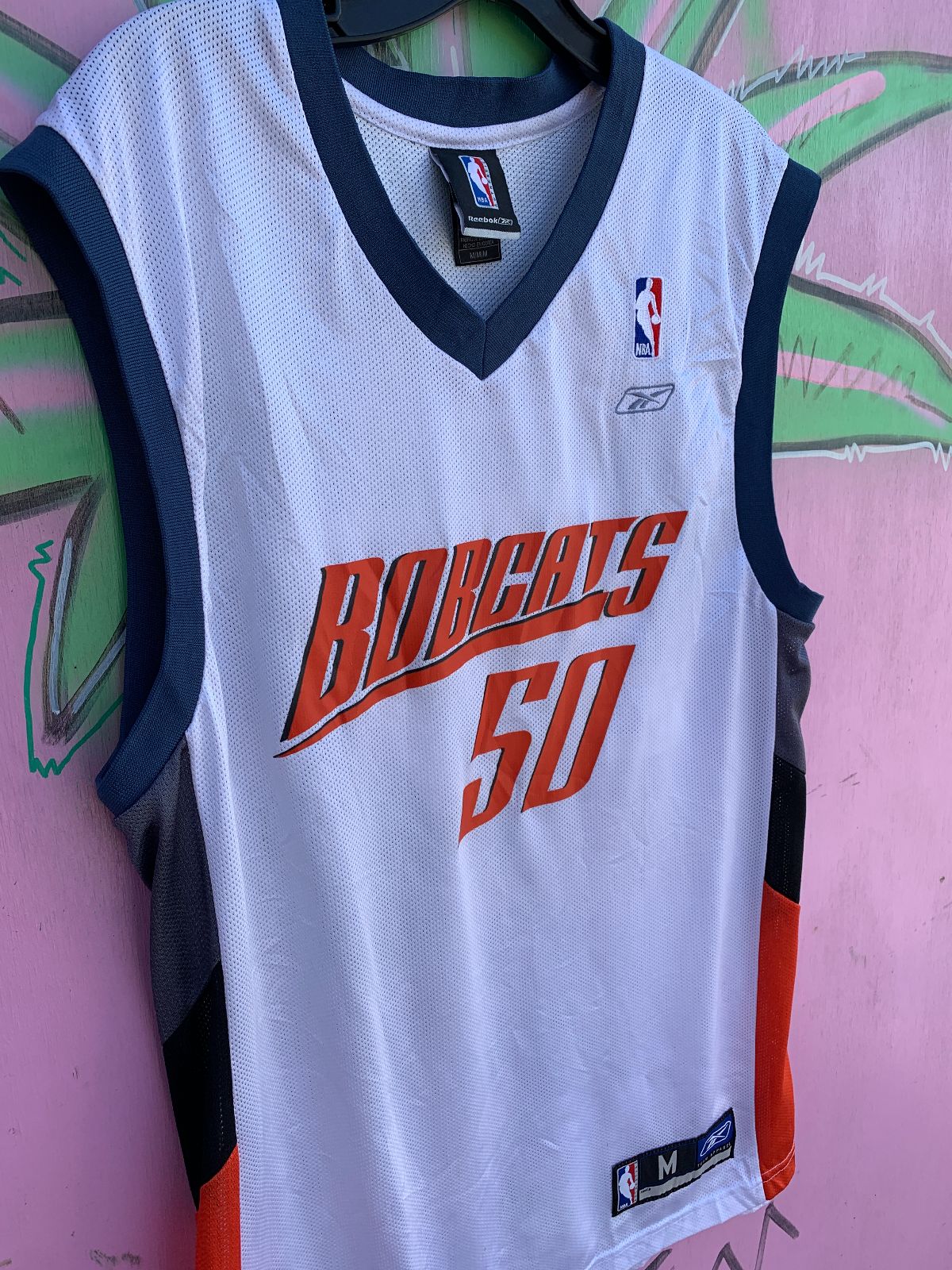 REEBOK NBA CHAROLETTE BOBCATS #50 OKAFOR BASKETBALL JERSEY in WHITE, BLUE