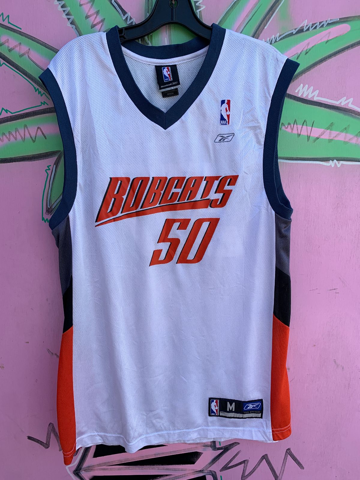 REEBOK NBA CHAROLETTE BOBCATS #50 OKAFOR BASKETBALL JERSEY in WHITE, BLUE