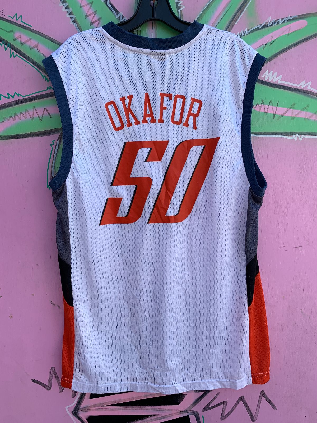 REEBOK NBA CHAROLETTE BOBCATS #50 OKAFOR BASKETBALL JERSEY in WHITE, BLUE