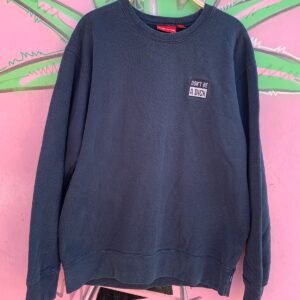 SUPREME EMBROIDERED DONT BE A DICK CHEST LOGO PULLOVER CREWNECK SWEATSHIRT in BLACK