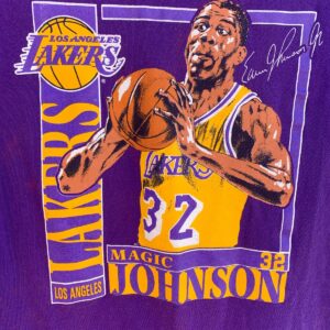NUTMEG MILLS *AS-IS* LOS ANGELES LAKERS MAGIC JOHNSON #32 TSHIRT in PURPLE