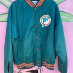 NFL MIAMI DOLPHINS SATIN BUTTON UP JACKET