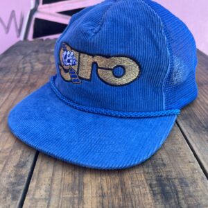 NISSIN GRO SATELLITES METALIC EMBROIDERED CORDUROY TRUCKER SNAPBACK HAT in BLUE