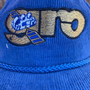 NISSIN GRO SATELLITES METALIC EMBROIDERED CORDUROY TRUCKER SNAPBACK HAT in BLUE
