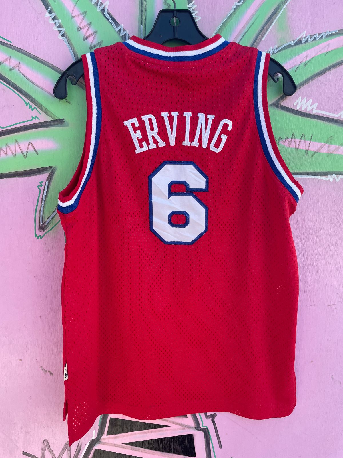 HARDWOOD CLASSICS NBA PHILADELPHIA 76ERS #6 ERVING BASKETBALL JERSEY in RED