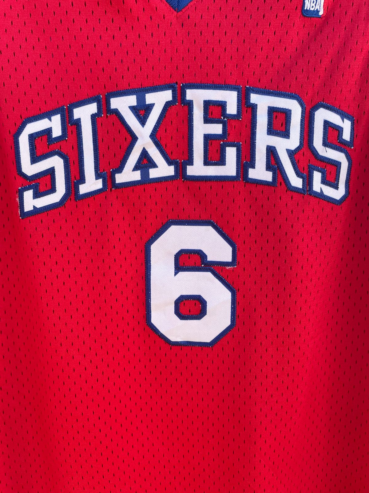 HARDWOOD CLASSICS NBA PHILADELPHIA 76ERS #6 ERVING BASKETBALL JERSEY in RED