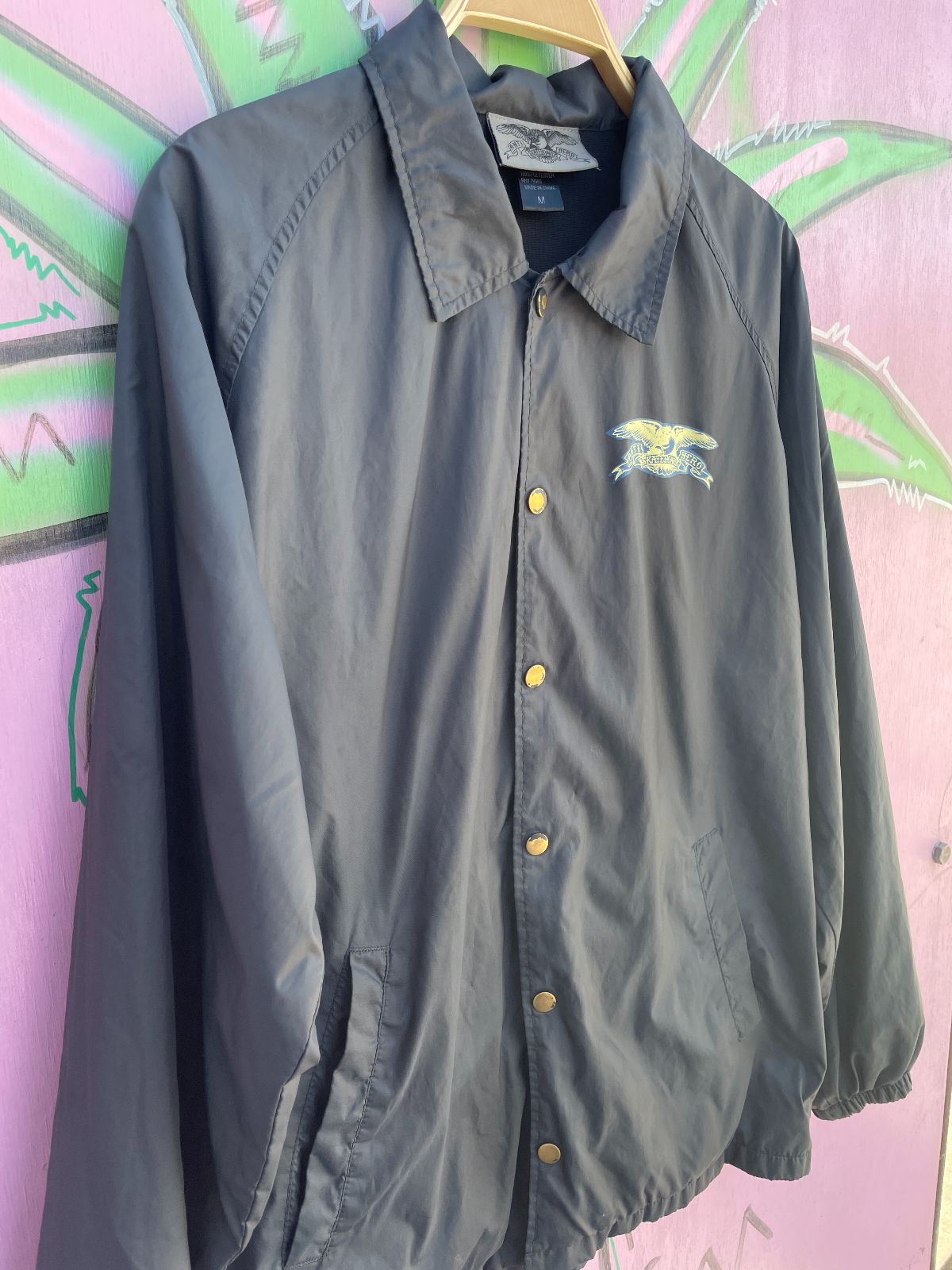 ANTI HERO SKATEBOARDS *AS-IS* ANTI-HERO IRIDESCENT COACH JACKET SNAP BRASS BUTTON in GREY