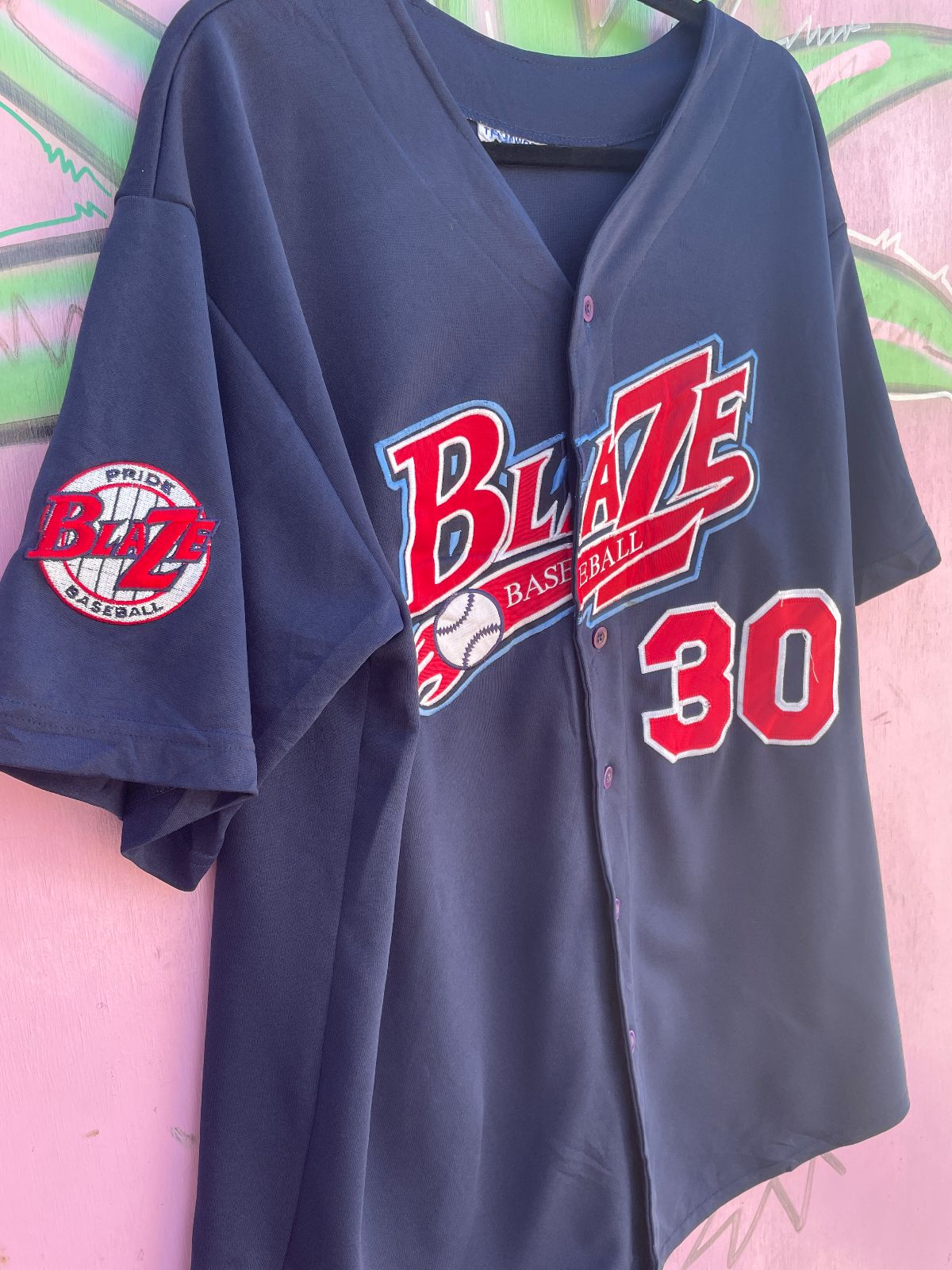 BLAZE BASEBALL #30 BUTTON UP EMBROID in BLUE, RED