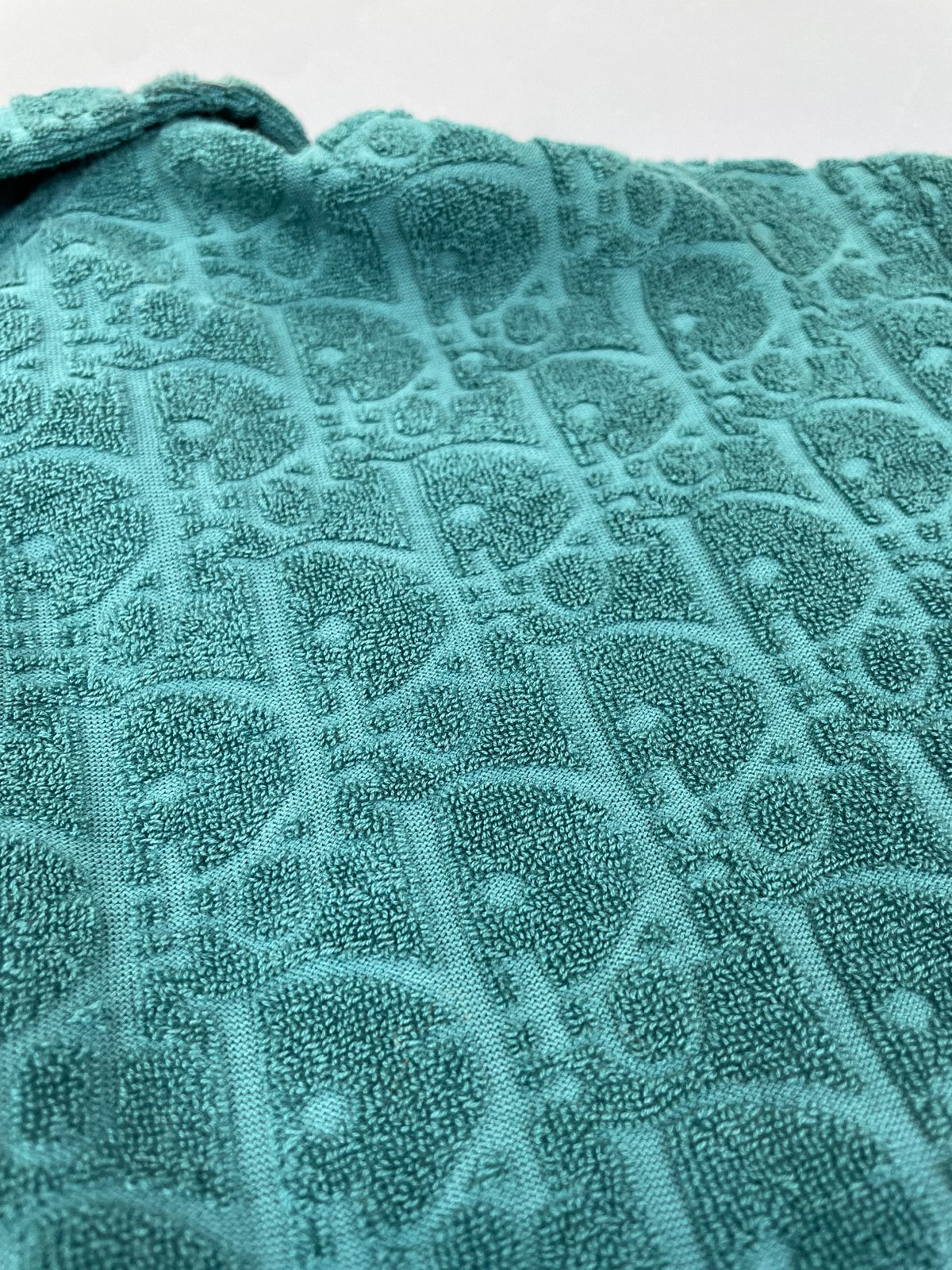 DIOR DIOR LASER CUT MONOGRAM TERRY CLOTH POLO SHIRT *PRESS SAMPLE* in GREEN