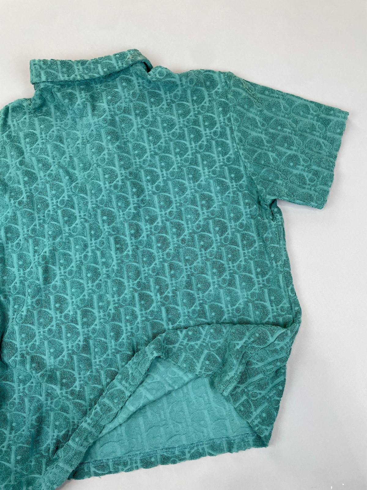 DIOR DIOR LASER CUT MONOGRAM TERRY CLOTH POLO SHIRT *PRESS SAMPLE* in GREEN