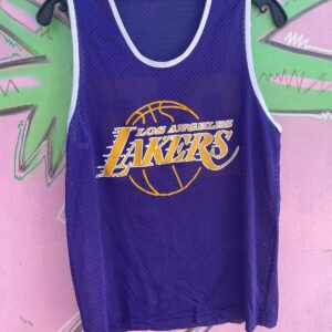 TRIANGLE SPORTS CUTE! SMALL FIT LOS ANGELES LAKERS MESH BASKETBALL JERSEY WHITE BINDING in PURPLE, WHITE