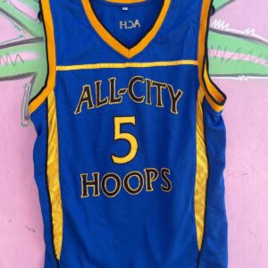 EMBROIDERED ALL CITY HOOPS #5 DARIUS BASKETBALL JERSEY in BLUE, YELLOW