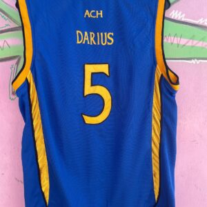 EMBROIDERED ALL CITY HOOPS #5 DARIUS BASKETBALL JERSEY in BLUE, YELLOW