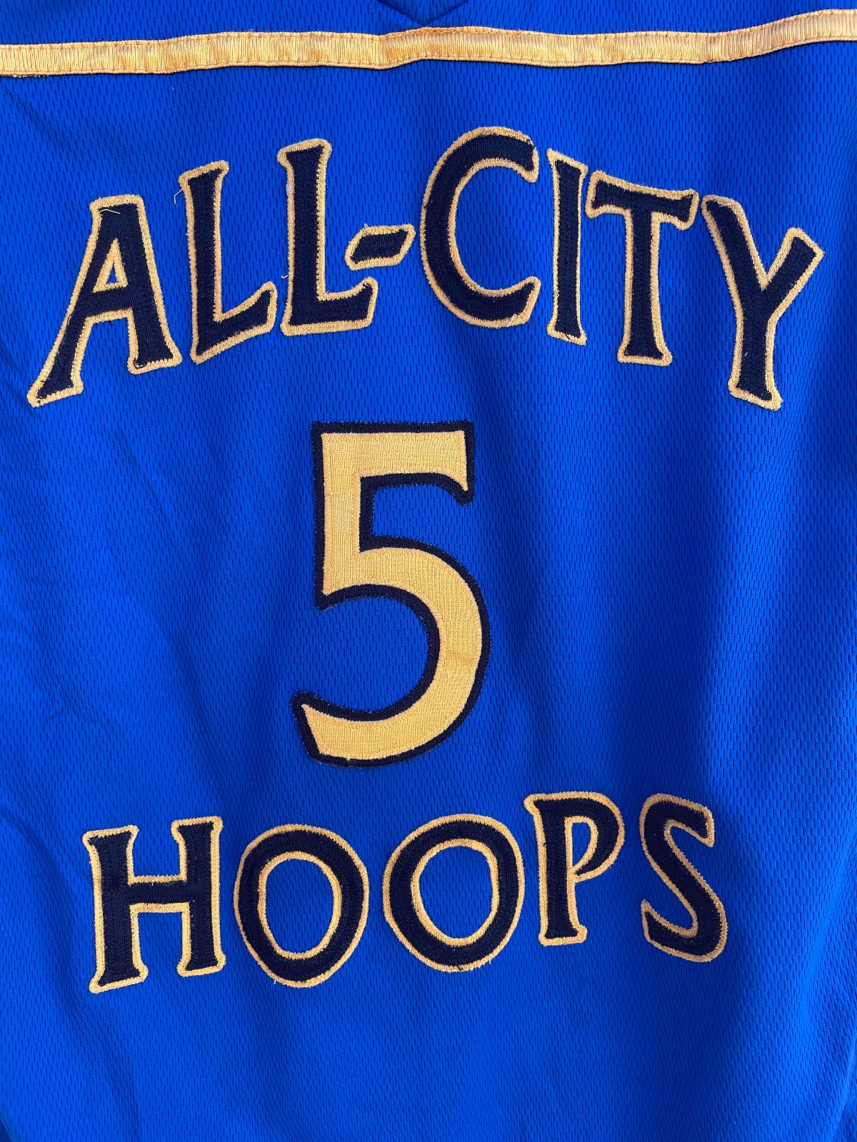 EMBROIDERED ALL CITY HOOPS #5 DARIUS BASKETBALL JERSEY in BLUE, YELLOW