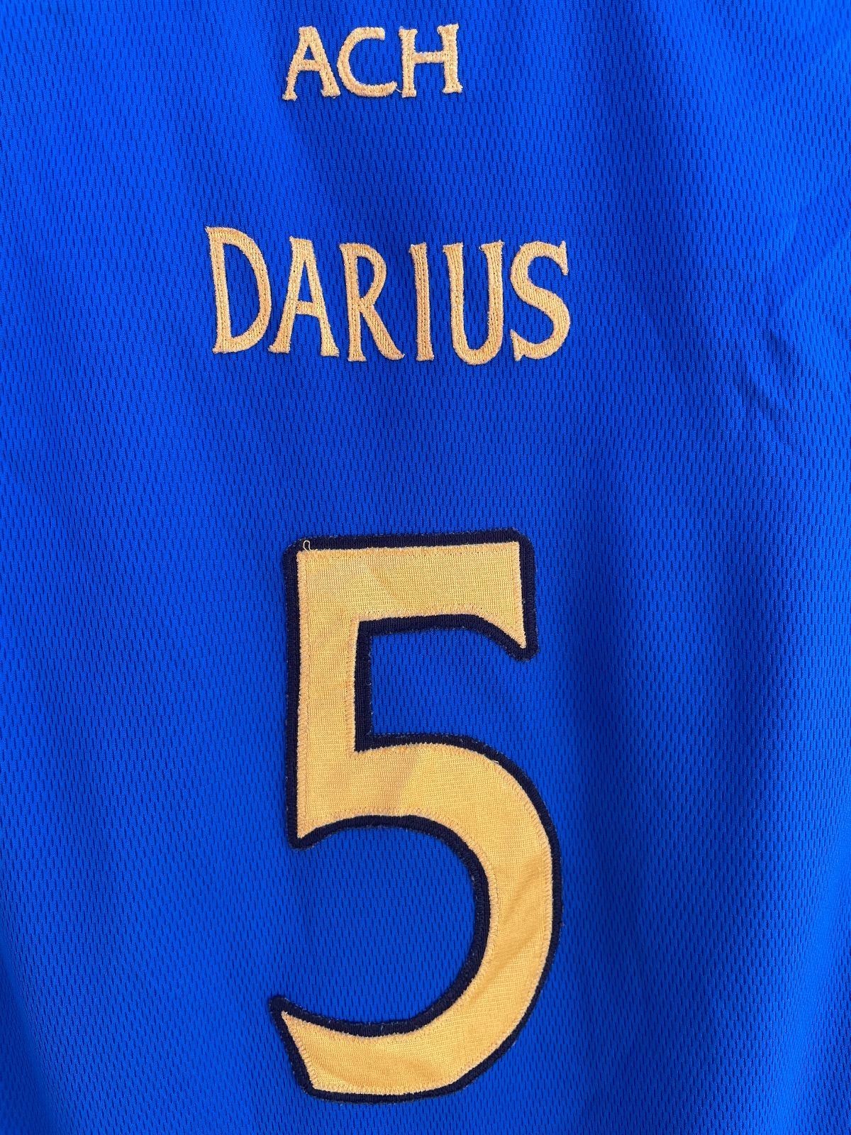 EMBROIDERED ALL CITY HOOPS #5 DARIUS BASKETBALL JERSEY in BLUE, YELLOW