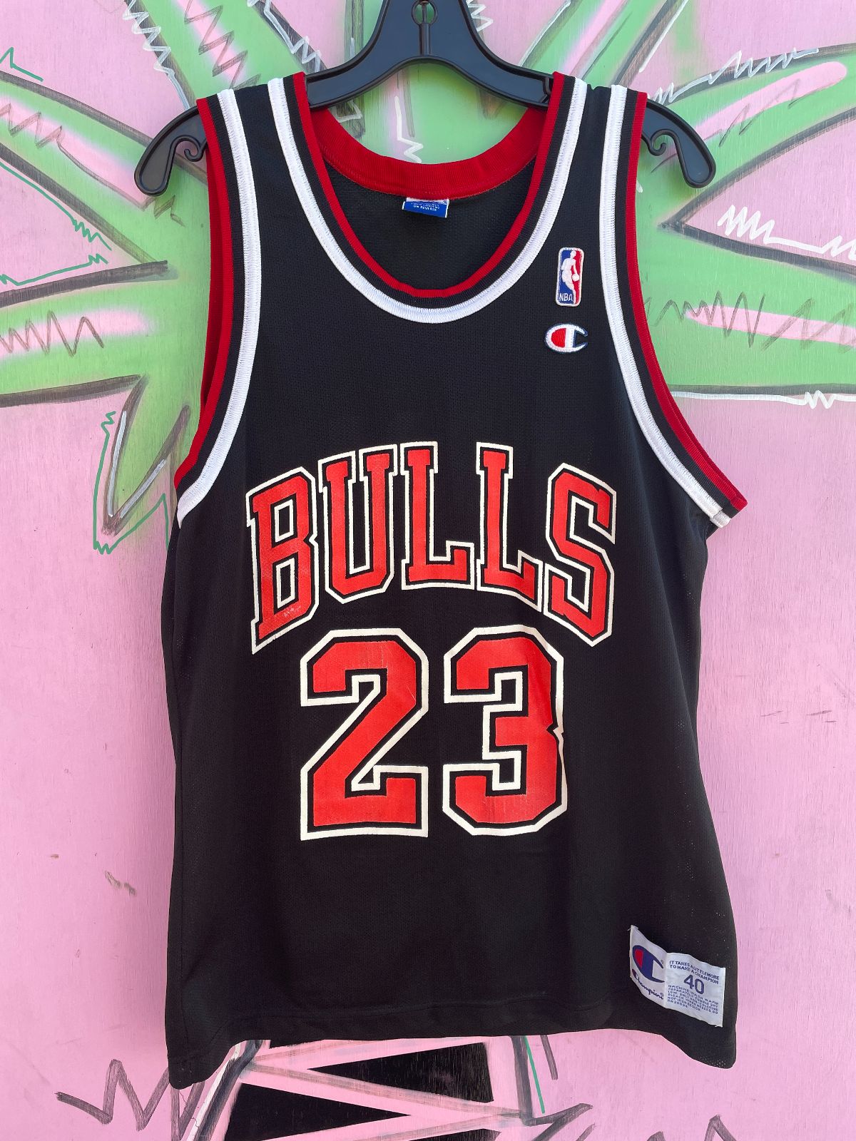 CHAMPION NBA CHICAGO BULLS #23 MICHAEL JORDAN BASKETBALL JERSEY in BLACK, RED, WHITE