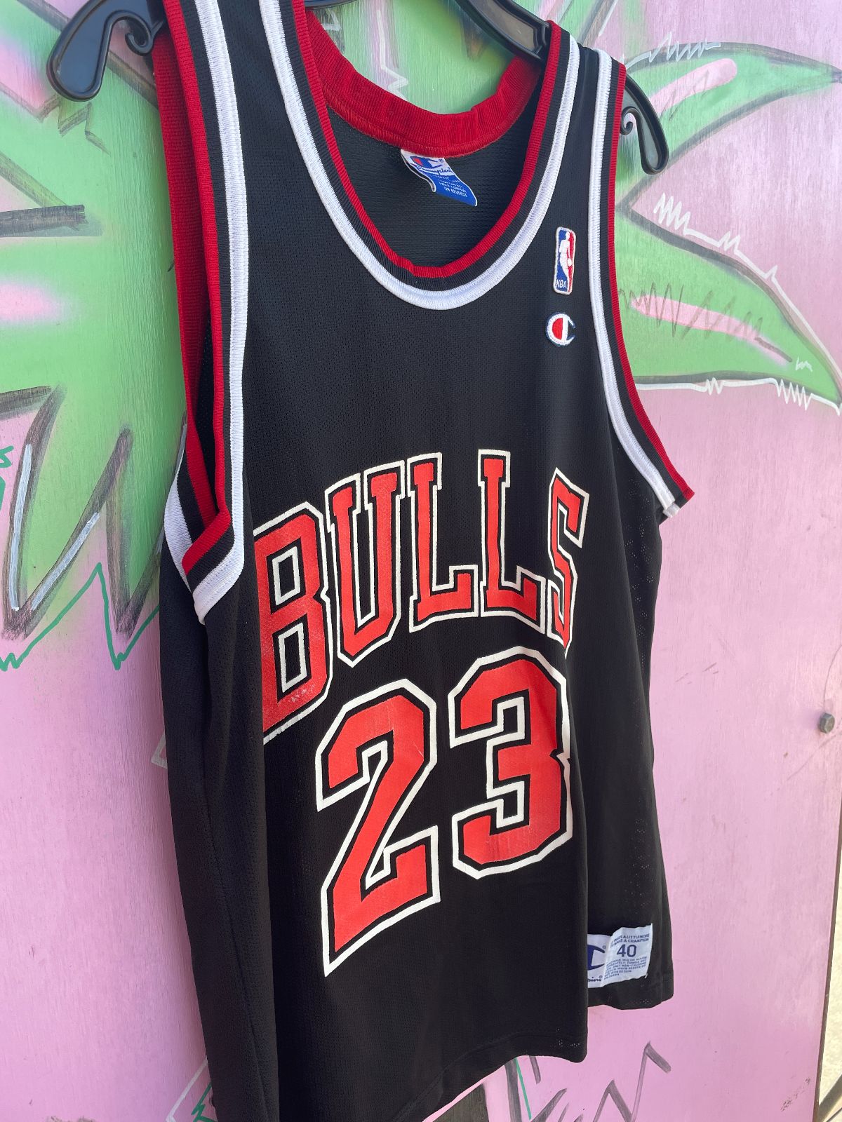 CHAMPION NBA CHICAGO BULLS #23 MICHAEL JORDAN BASKETBALL JERSEY in BLACK, RED, WHITE