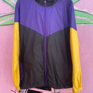 NBA BASIC  LOS ANGELES LAKERS COLORBLOCK HOODED NYLON WINDBREAKER JACKET in PURPLE, BLACK, YELLOW