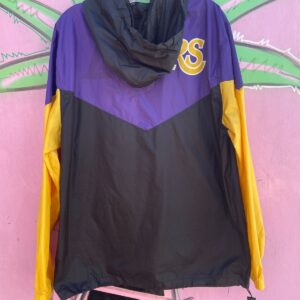 NBA BASIC  LOS ANGELES LAKERS COLORBLOCK HOODED NYLON WINDBREAKER JACKET in PURPLE, BLACK, YELLOW