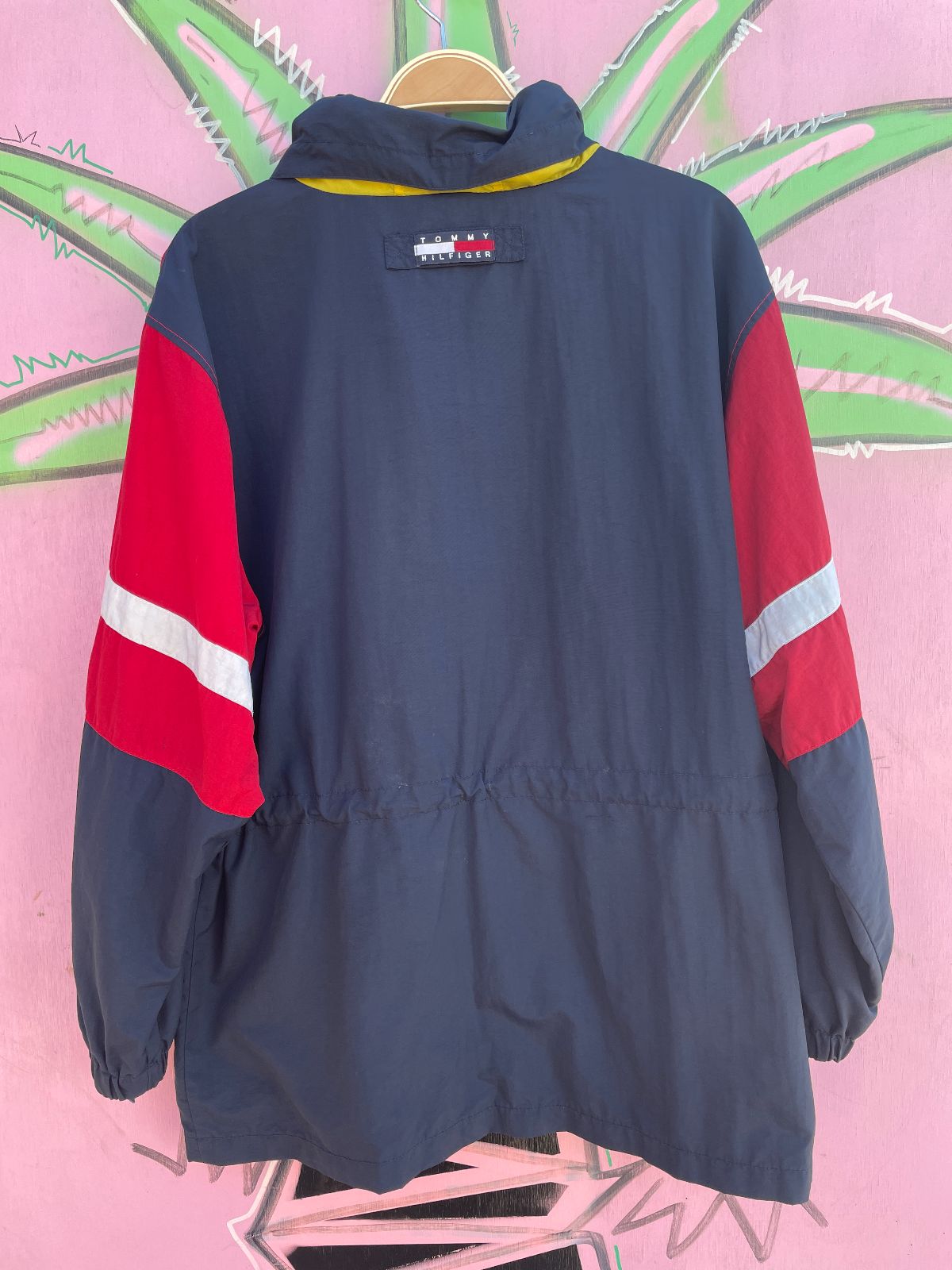 TOMMY HILFIGER TOMMY HILFIGER COLORBLOCK SAILING JACKET W/ HIDEAWAY HOOD in RED, BLUE, YELLOW