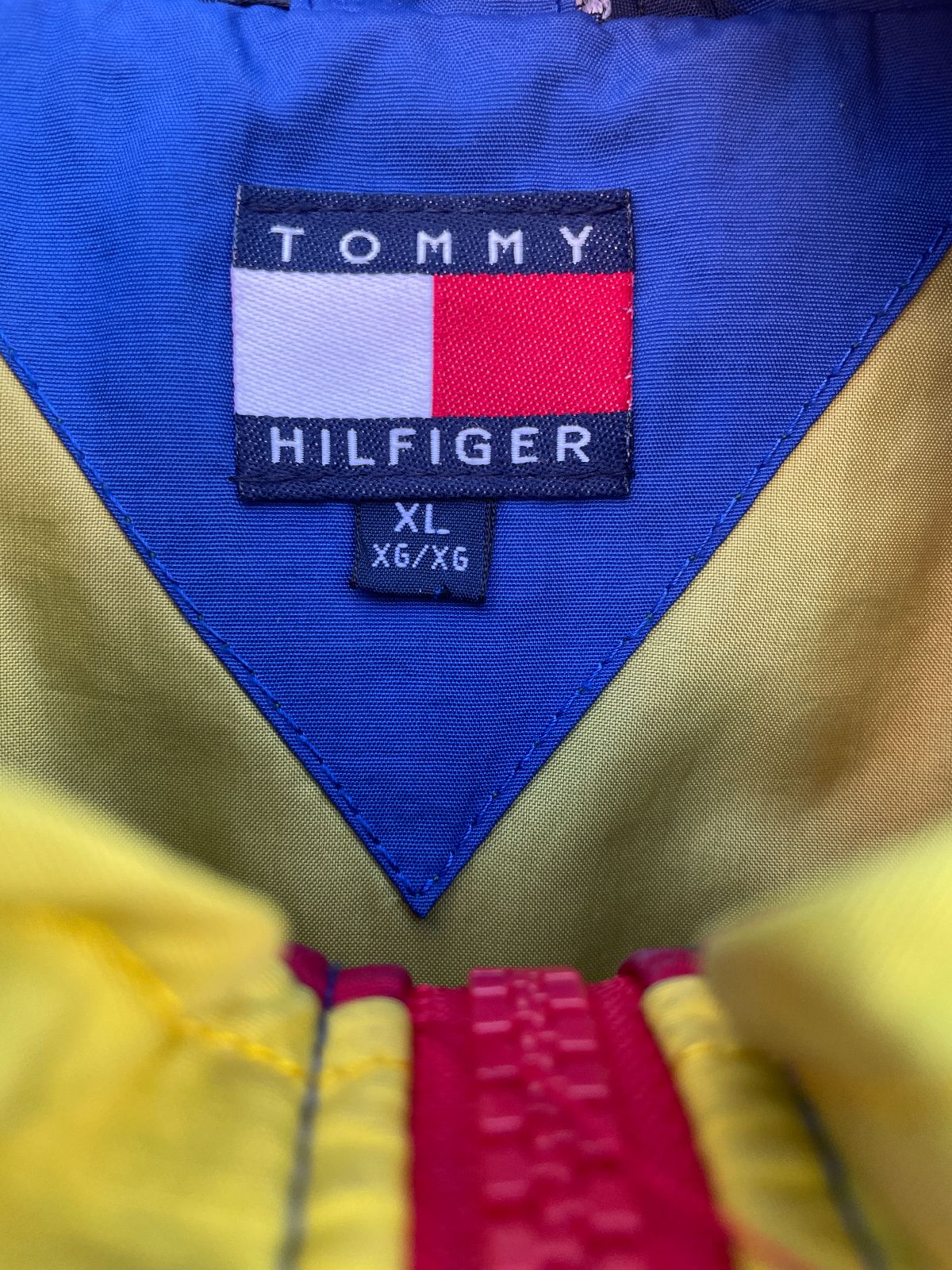 TOMMY HILFIGER TOMMY HILFIGER COLORBLOCK SAILING JACKET W/ HIDEAWAY HOOD in RED, BLUE, YELLOW