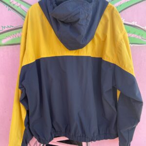 EDDIE BAUER EDDIE BAUER COLORBLOCK SAILING JACKET W/ HIDEAWAY HOOD in YELLOW, BLUE, GREEN