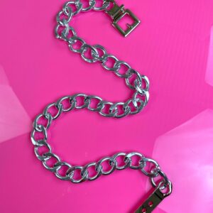 JENNIFER & COMPANY FUN! HIGH POLISHED HEAVY, CHUNKY CHAIN LINK BELT, CLASSIC BELT STYLE CLOSURE in SILVER