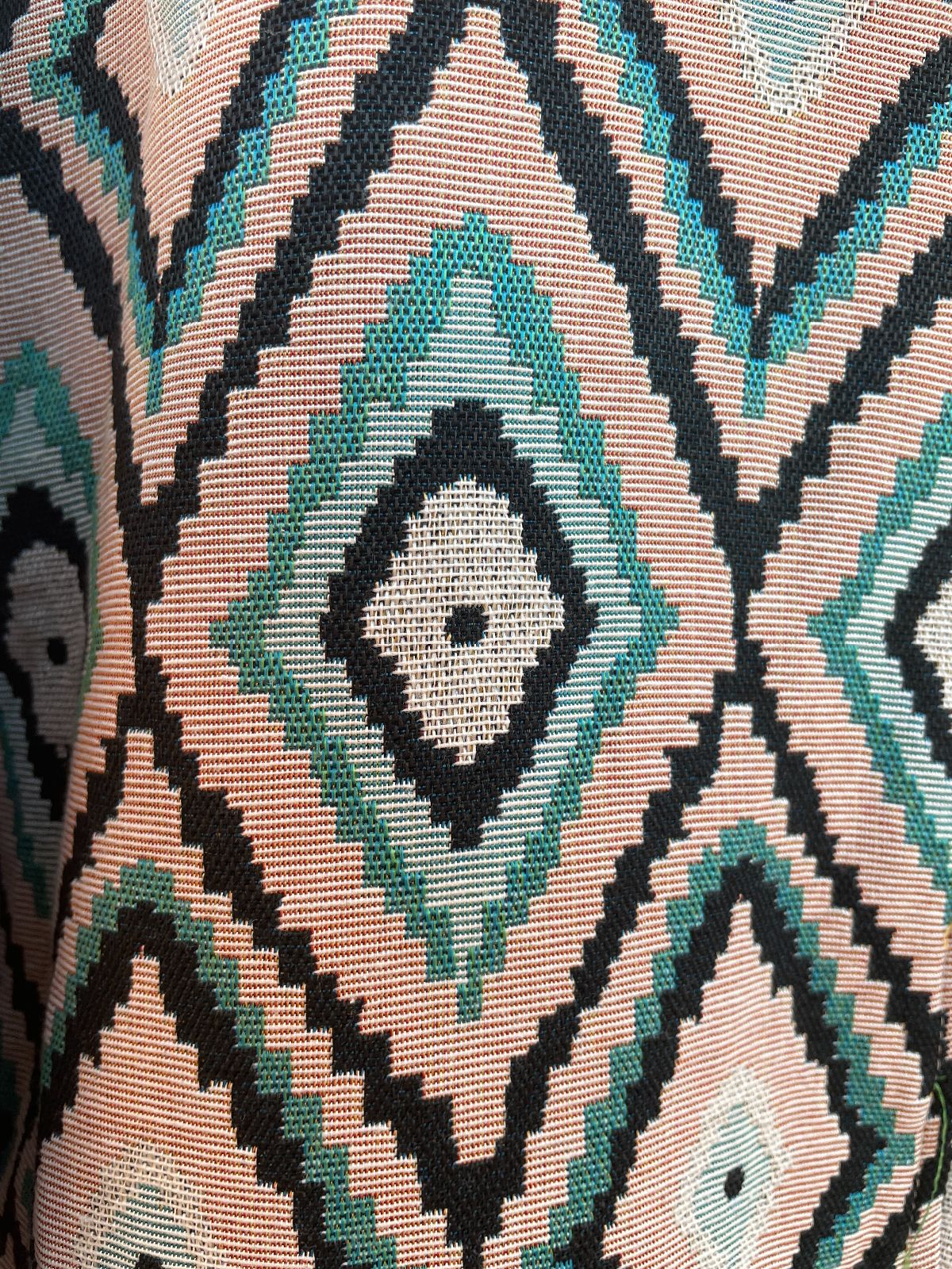 LARK & OWL NWT! AZTEC DESIGN WOVEN JACQUARD ZIP-UP TAPESTRY JACKET in PINK, BLUE, BLACK