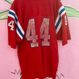 MACGREGOR PERFECTLY DISTRESSED SAND-KNIT PATRIOTS #44 FOOTBALL JERSEY in RED, BLUE, WHITE