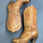 *AS-IS* DISTRESSED STACKED HEEL LEATHER COWGIRL BOOTS – MADE IN ITALY