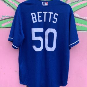 NIKE MLB LOS ANGELES DODGERS MOOKIE BETTS BUTTON UP BASEBALL JERSEY in BLUE