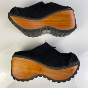 SODA ADORABLE! SUEDE PLATFORM LACE UP MULE STYLE CLOGS in BLACK, TAN