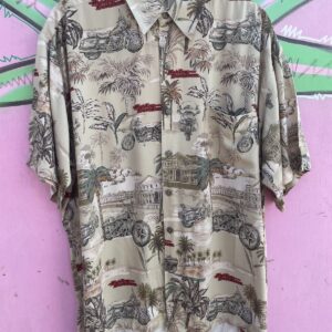 ALLOVER HARLEY DAVIDSON HAWAIIAN PRINT SHIRT in BEIGE